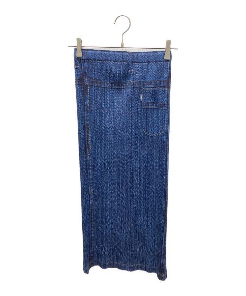 PLEATS PLEASE（プリーツプリーズ）PLEATS PLEASE (プリーツプリーズ) デニム転写スカート インディゴ サイズ:1の古着・服飾アイテム