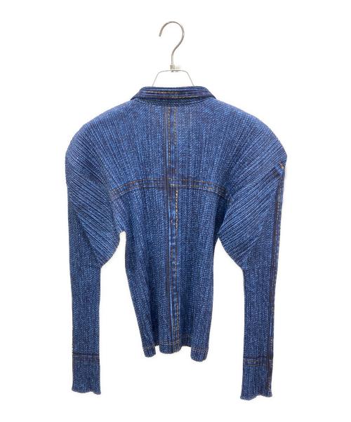 PLEATS PLEASE（プリーツプリーズ）PLEATS PLEASE (プリーツプリーズ) デニム転写シャツ インディゴ サイズ:3の古着・服飾アイテム