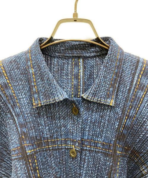 PLEATS PLEASE（プリーツプリーズ）PLEATS PLEASE (プリーツプリーズ) デニム転写シャツ インディゴ サイズ:3の古着・服飾アイテム