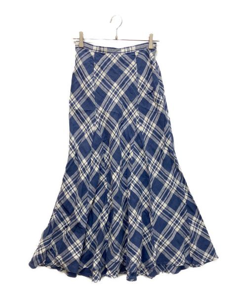 POLO RALPH LAUREN（ポロ・ラルフローレン）POLO RALPH LAUREN (ポロ・ラルフローレン) リネンロングスカート ホワイト×ブルーの古着・服飾アイテム