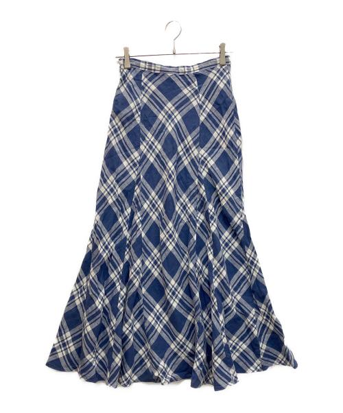 POLO RALPH LAUREN（ポロ・ラルフローレン）POLO RALPH LAUREN (ポロ・ラルフローレン) リネンロングスカート ホワイト×ブルーの古着・服飾アイテム