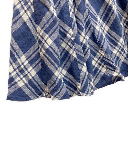 POLO RALPH LAUREN（ポロ・ラルフローレン）POLO RALPH LAUREN (ポロ・ラルフローレン) リネンロングスカート ホワイト×ブルーの古着・服飾アイテム