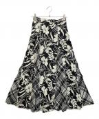 POLO RALPH LAURENポロ・ラルフローレン）の古着「リネンロングスカート」｜ホワイト×ブラック