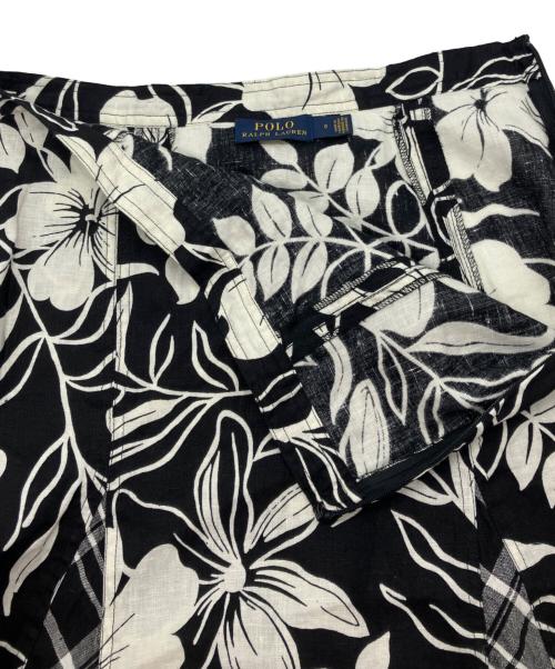 POLO RALPH LAUREN（ポロ・ラルフローレン）POLO RALPH LAUREN (ポロ・ラルフローレン) リネンロングスカート ホワイト×ブラックの古着・服飾アイテム