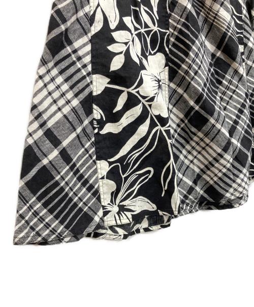 POLO RALPH LAUREN（ポロ・ラルフローレン）POLO RALPH LAUREN (ポロ・ラルフローレン) リネンロングスカート ホワイト×ブラックの古着・服飾アイテム