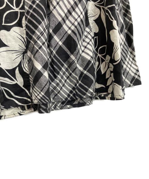 POLO RALPH LAUREN（ポロ・ラルフローレン）POLO RALPH LAUREN (ポロ・ラルフローレン) リネンロングスカート ホワイト×ブラックの古着・服飾アイテム