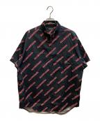 BALENCIAGAバレンシアガ）の古着「Alloverスポーティジップアップ半袖シャツ/621955 TILR8」｜ブラック