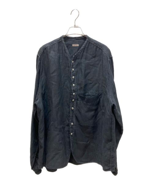 KAPITAL（キャピタル）KAPITAL (キャピタル) ガーゼリネンヘリンボン スタンドペニーシャツ ネイビー サイズ:XLの古着・服飾アイテム