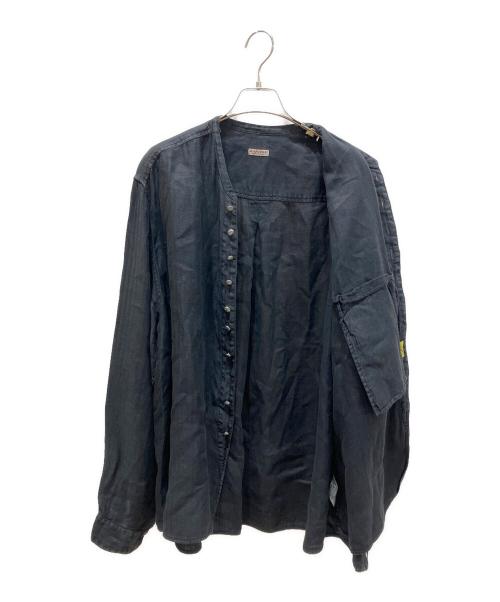 KAPITAL（キャピタル）KAPITAL (キャピタル) ガーゼリネンヘリンボン スタンドペニーシャツ ネイビー サイズ:XLの古着・服飾アイテム