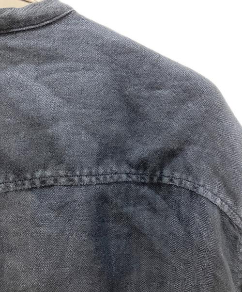 KAPITAL（キャピタル）KAPITAL (キャピタル) ガーゼリネンヘリンボン スタンドペニーシャツ ネイビー サイズ:XLの古着・服飾アイテム