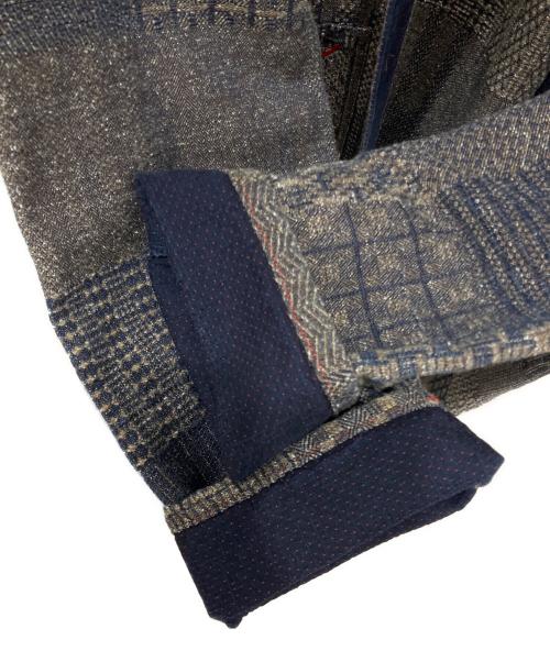 BLUE TRICK（ブルートリック）BLUE TRICK (ブルートリック) 総柄ステンカラーコート ネイビー×ブラウン サイズ:Lの古着・服飾アイテム