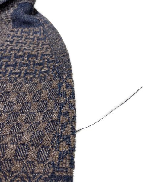 BLUE TRICK（ブルートリック）BLUE TRICK (ブルートリック) 総柄ステンカラーコート ネイビー×ブラウン サイズ:Lの古着・服飾アイテム