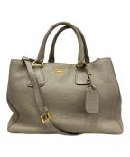 PRADAプラダ）の古着「ヴィッテロダイノ レザー 2WAY ハンドバッグ」｜ベージュ