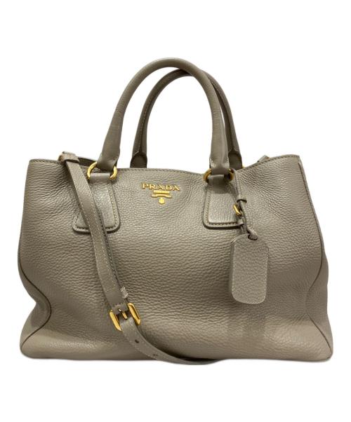 PRADA（プラダ）PRADA (プラダ) ヴィッテロダイノ レザー 2WAY ハンドバッグ ベージュの古着・服飾アイテム
