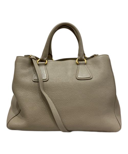 PRADA（プラダ）PRADA (プラダ) ヴィッテロダイノ レザー 2WAY ハンドバッグ ベージュの古着・服飾アイテム