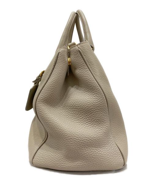 PRADA（プラダ）PRADA (プラダ) ヴィッテロダイノ レザー 2WAY ハンドバッグ ベージュの古着・服飾アイテム