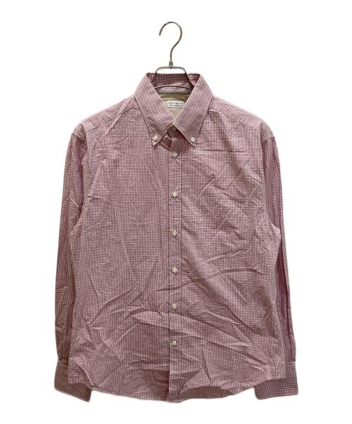 BRUNELLO CUCINELLI（ブルネロクチネリ）BRUNELLO CUCINELLI (ブルネロクチネリ) ボタンダウンシャツ ホワイト×レッド サイズ:Lの古着・服飾アイテム