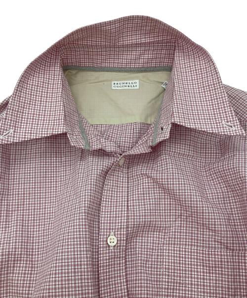 BRUNELLO CUCINELLI（ブルネロクチネリ）BRUNELLO CUCINELLI (ブルネロクチネリ) ボタンダウンシャツ ホワイト×レッド サイズ:Lの古着・服飾アイテム