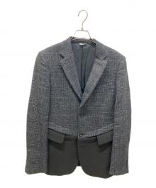 COMME des GARCONS HOMME DEUX（コムデギャルソン オム ドゥ）の古着「ウールリネン切替テーラードジャケット」｜グレー