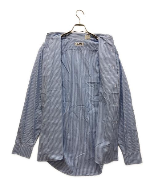 HERMES（エルメス）HERMES (エルメス) セリエボタン ストライプシャツ ブルー サイズ:40の古着・服飾アイテム