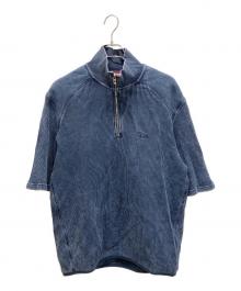 DIESEL（ディーゼル）の古着「ビンテージ加工ハーフスリーブジップスウェット」｜ブルー