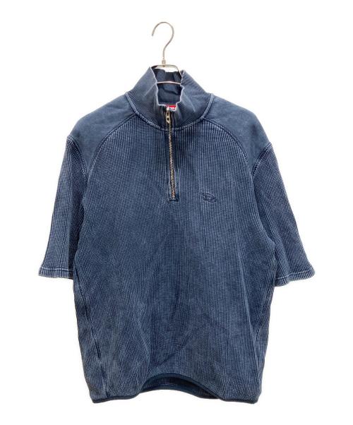 DIESEL（ディーゼル）DIESEL (ディーゼル) ビンテージ加工ハーフスリーブジップスウェット ブルー サイズ:Lの古着・服飾アイテム