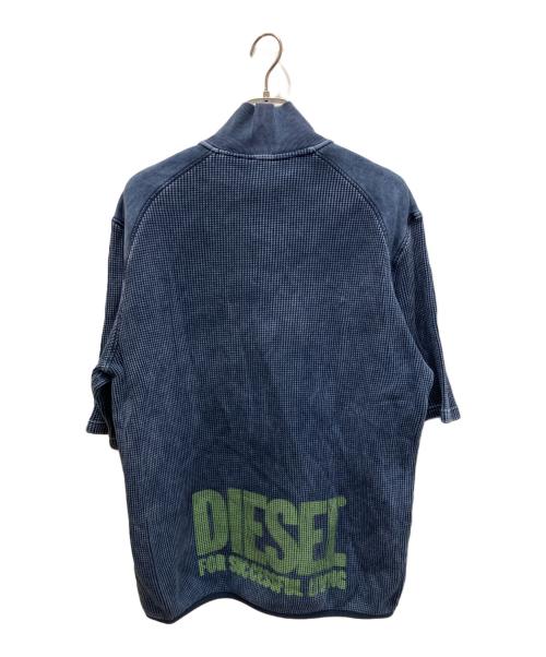 DIESEL（ディーゼル）DIESEL (ディーゼル) ビンテージ加工ハーフスリーブジップスウェット ブルー サイズ:Lの古着・服飾アイテム