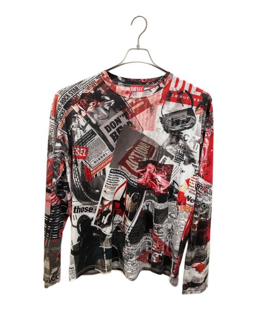 DIESEL（ディーゼル）DIESEL (ディーゼル) グラフィックカットソー レッド サイズ:Lの古着・服飾アイテム