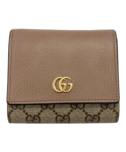 GUCCI（グッチ）GUCCI (グッチ) GGマーモント 2つ折り財布 ブラウンの古着・服飾アイテム