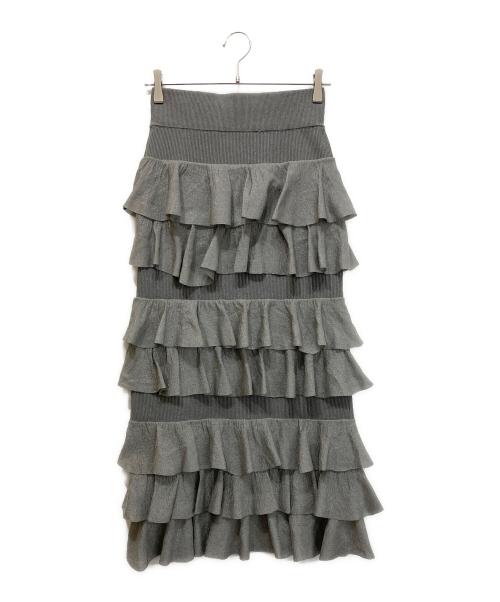 Adam et Rope（アダム エ ロペ）Adam et Rope (アダム エ ロペ) ニットフリルスカート グレー サイズ:FREEの古着・服飾アイテム