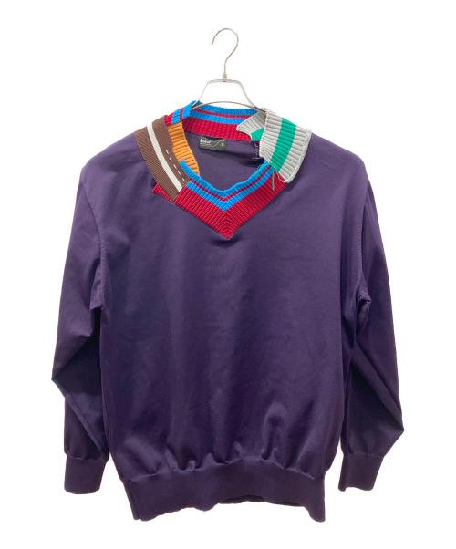 KOLOR（カラー）KOLOR (カラー) 22SS Pe強撚天竺ニット パープル×レッド サイズ:5の古着・服飾アイテム