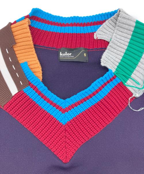 KOLOR（カラー）KOLOR (カラー) 22SS Pe強撚天竺ニット パープル×レッド サイズ:5の古着・服飾アイテム