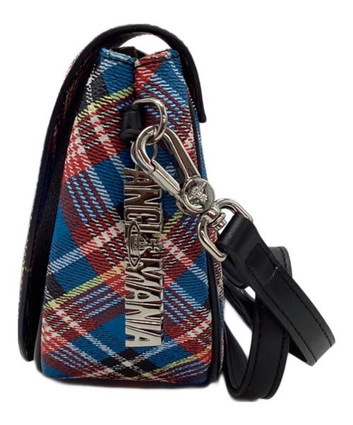 Vivienne Westwood ANGLOMANIA（ヴィヴィアンウエストウッドアングロマニア）Vivienne Westwood ANGLOMANIA (ヴィヴィアンウエストウッドアングロマニア) タータンチェック柄 ショルダーバッグ ブルー×レッドの古着・服飾アイテム