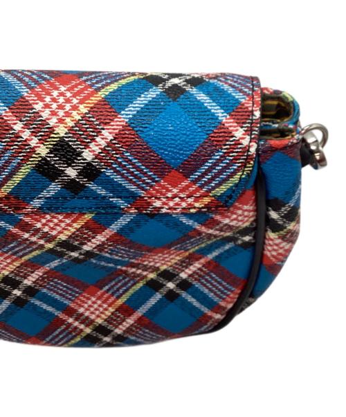 Vivienne Westwood ANGLOMANIA（ヴィヴィアンウエストウッドアングロマニア）Vivienne Westwood ANGLOMANIA (ヴィヴィアンウエストウッドアングロマニア) タータンチェック柄 ショルダーバッグ ブルー×レッドの古着・服飾アイテム