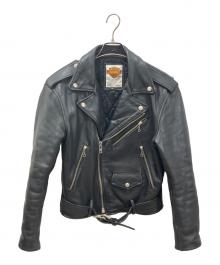 HARLEY-DAVIDSON（ハーレーダビッドソン）の古着「カウレザー ダブルライダースジャケット」｜ブラック