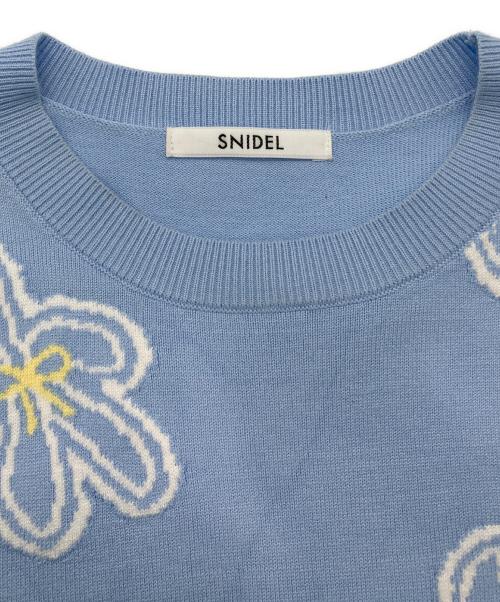 Snidel（スナイデル）Snidel (スナイデル) フラワーモチーフJQニット ブルー サイズ:freeの古着・服飾アイテム