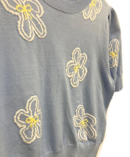 Snidel（スナイデル）Snidel (スナイデル) フラワーモチーフJQニット ブルー サイズ:freeの古着・服飾アイテム