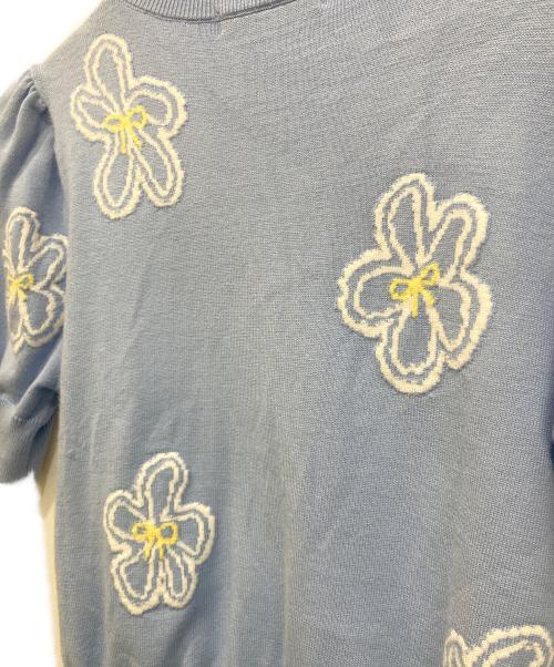 Snidel（スナイデル）Snidel (スナイデル) フラワーモチーフJQニット ブルー サイズ:freeの古着・服飾アイテム