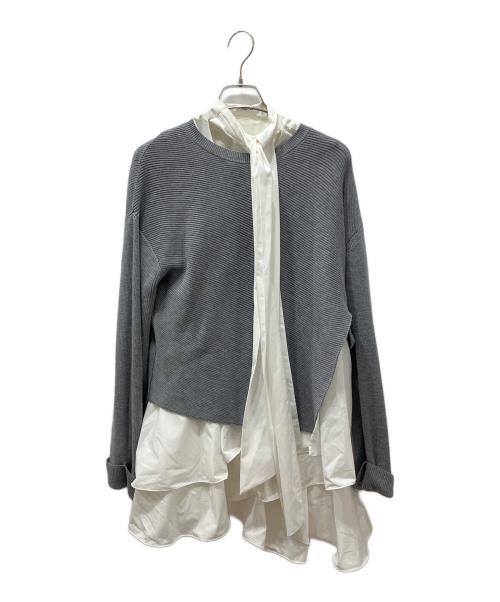 FRAY ID（フレイ アイディー）FRAY ID (フレイ アイディー) リボンタイコンビニットチュニック グレー サイズ:Fの古着・服飾アイテム