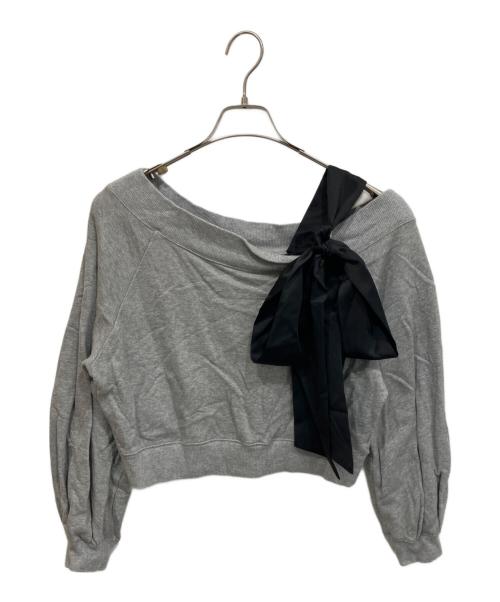 FRAY ID（フレイ アイディー）FRAY ID (フレイ アイディー) ビッグリボンワンショルカットソー グレー サイズ:Freeの古着・服飾アイテム