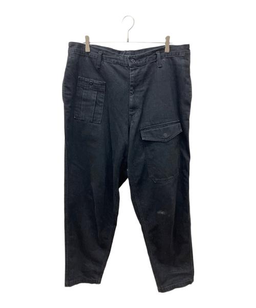 BLACK Scandal Yohji Yamamoto（ブラックスキャンダルヨウジヤマモト）BLACK Scandal Yohji Yamamoto (ブラックスキャンダルヨウジヤマモト) 12オンスブラックデニムカーゴポケットイージーパンツ ブラック サイズ:3の古着・服飾アイテム