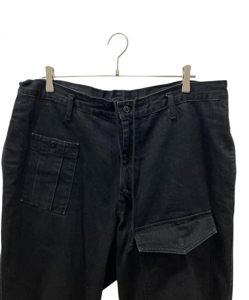 BLACK Scandal Yohji Yamamoto（ブラックスキャンダルヨウジヤマモト）BLACK Scandal Yohji Yamamoto (ブラックスキャンダルヨウジヤマモト) 12オンスブラックデニムカーゴポケットイージーパンツ ブラック サイズ:3の古着・服飾アイテム