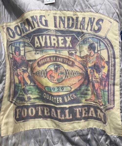 AVIREX（アヴィレックス）AVIREX (アヴィレックス) インディアンワッペン レザースタジャン ネイビー×ホワイト サイズ:Lの古着・服飾アイテム