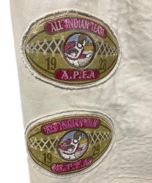 AVIREX（アヴィレックス）AVIREX (アヴィレックス) インディアンワッペン レザースタジャン ネイビー×ホワイト サイズ:Lの古着・服飾アイテム