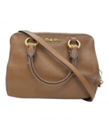 MIU MIU（ミュウミュウ）の古着「マドラス レザー2WAYバッグ」｜ブラウン