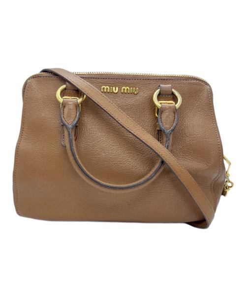 MIU MIU（ミュウミュウ）MIU MIU (ミュウミュウ) マドラス レザー2WAYバッグ ブラウンの古着・服飾アイテム