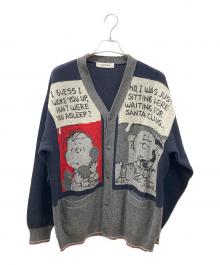 ICEBERG（アイスバーグ）の古着「コミックプリント ニットカーディガン」｜ネイビー×グレー