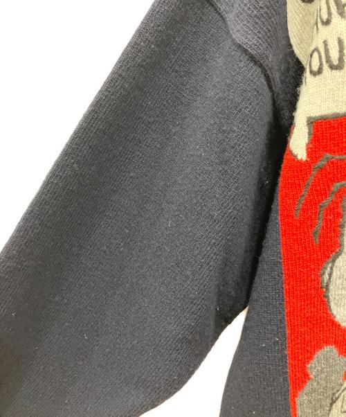 ICEBERG（アイスバーグ）ICEBERG (アイスバーグ) コミックプリント ニットカーディガン ネイビー×グレー サイズ:Sの古着・服飾アイテム