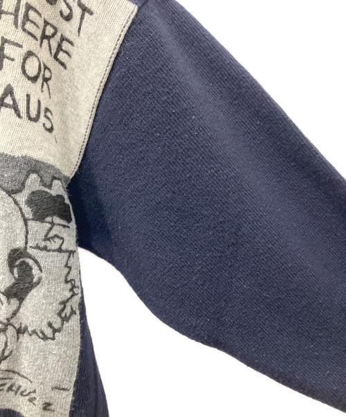 ICEBERG（アイスバーグ）ICEBERG (アイスバーグ) コミックプリント ニットカーディガン ネイビー×グレー サイズ:Sの古着・服飾アイテム