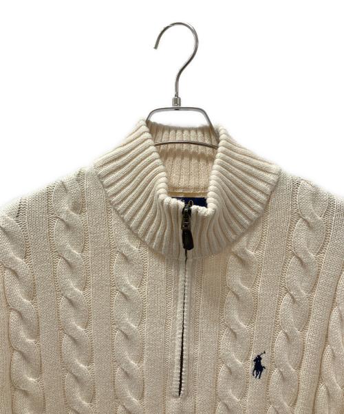POLO RALPH LAUREN（ポロ・ラルフローレン）POLO RALPH LAUREN (ポロ・ラルフローレン) ハーフジップ ケーブルニット ベージュ サイズ:Lの古着・服飾アイテム